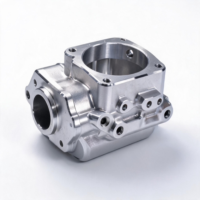 Precision-machined metal housing for industrial airflow equipment